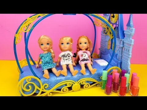 Sleepover at Cinderella ! Elsa & Anna toddlers - LOL surprise dolls - moj moj - coloring - Популярные видеоролики рунета